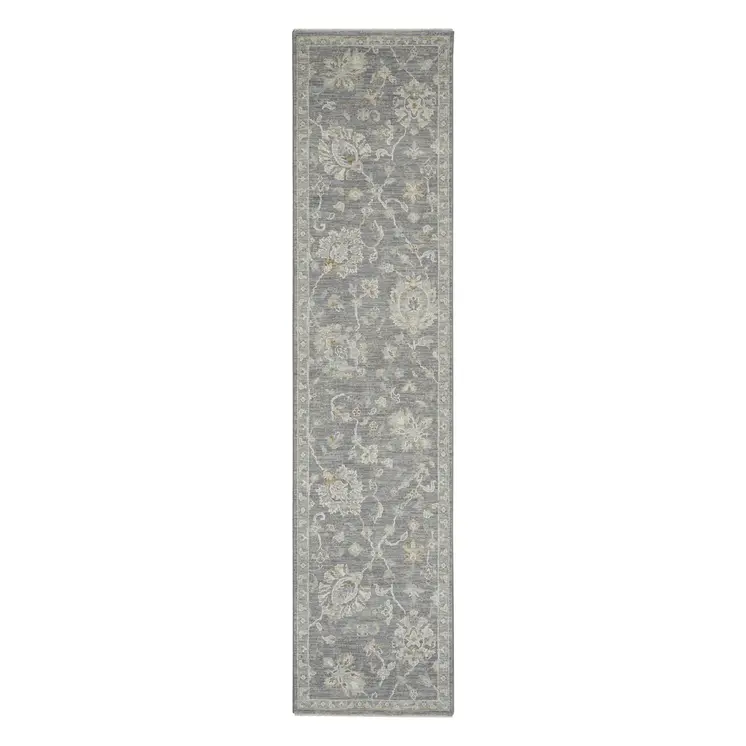 10' Gray Geometric Runner Rug