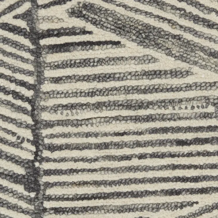 8' Gray and White Wool Abstract Runner Rug