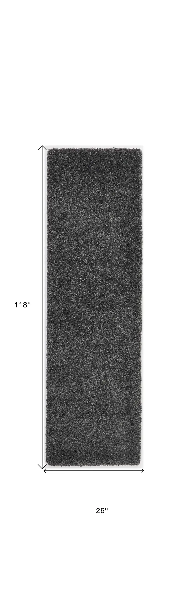 10' Gray Shag Non Skid Runner Rug