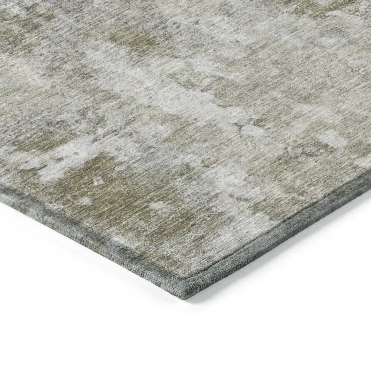 2' X 3' Green Abstract Washable Non Skid Indoor Outdoor Area Rug