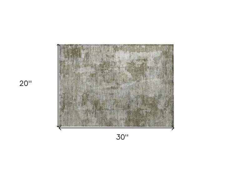 2' X 3' Green Abstract Washable Non Skid Indoor Outdoor Area Rug