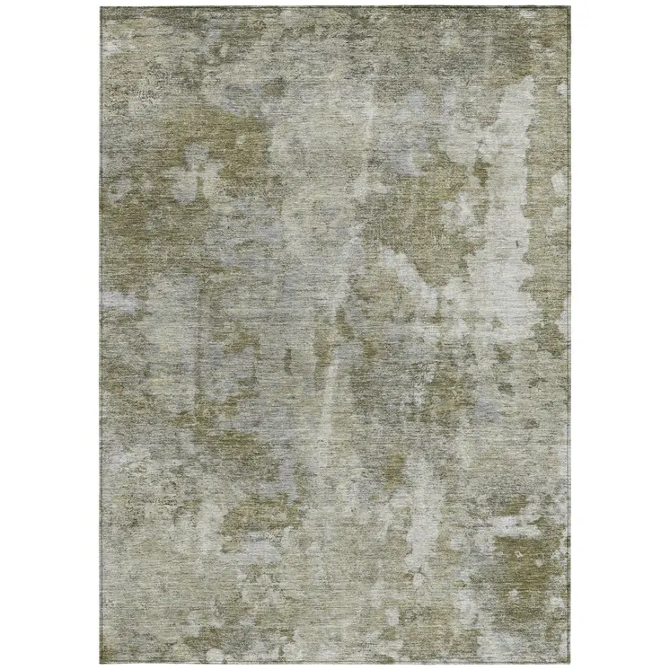 3' X 5' Green Abstract Washable Non Skid Indoor Outdoor Area Rug