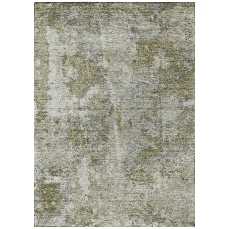 3' X 5' Green Abstract Washable Non Skid Indoor Outdoor Area Rug