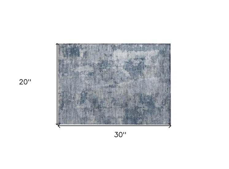 2' X 3' Blue Abstract Washable Non Skid Indoor Outdoor Area Rug
