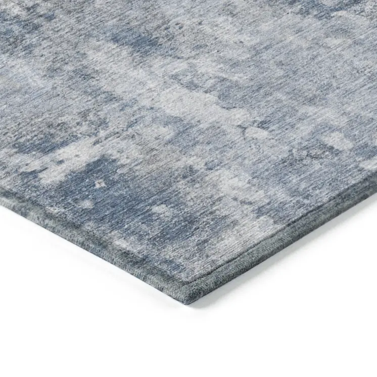 8' Round Blue Round Abstract Washable Non Skid Indoor Outdoor Area Rug