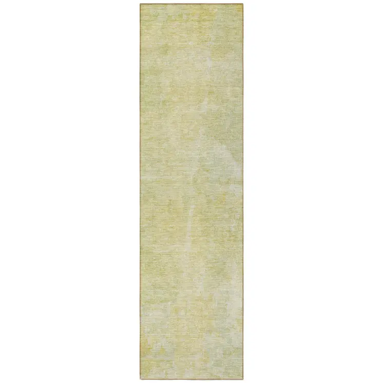 8' Runner Gold Abstract Washable Non Skid Indoor Outdoor Runner Rug