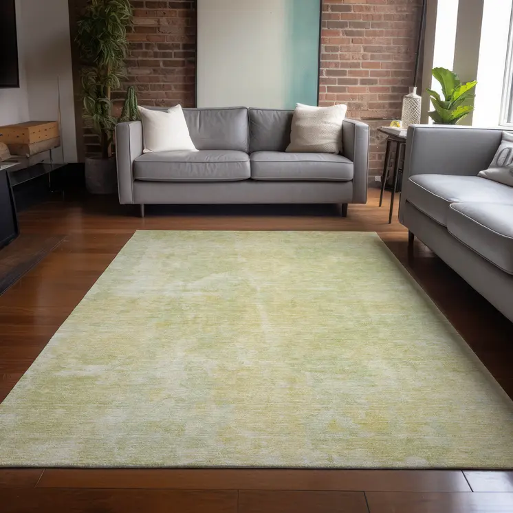 5' X 8' Gold Abstract Washable Non Skid Indoor Outdoor Area Rug