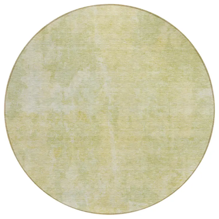 8' Round Gold Round Abstract Washable Non Skid Indoor Outdoor Area Rug