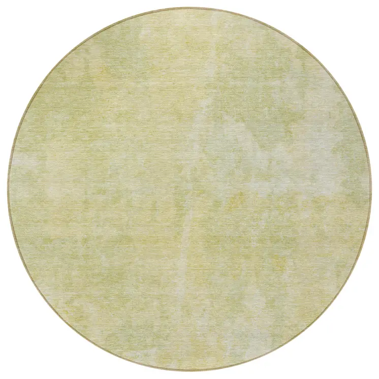 8' Round Gold Round Abstract Washable Non Skid Indoor Outdoor Area Rug