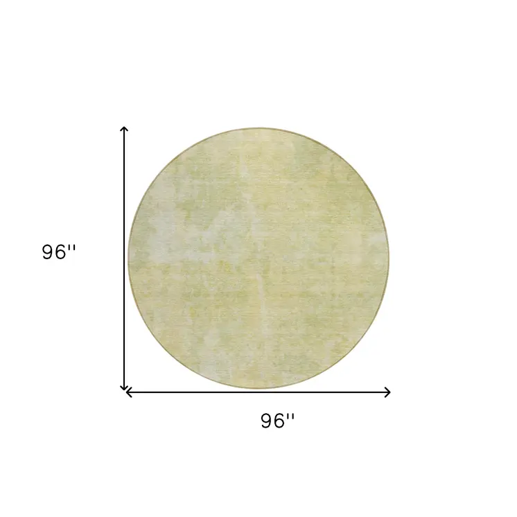 8' Round Gold Round Abstract Washable Non Skid Indoor Outdoor Area Rug
