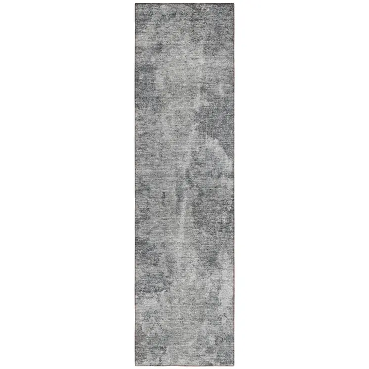8' Runner Gray Abstract Washable Non Skid Indoor Outdoor Runner Rug