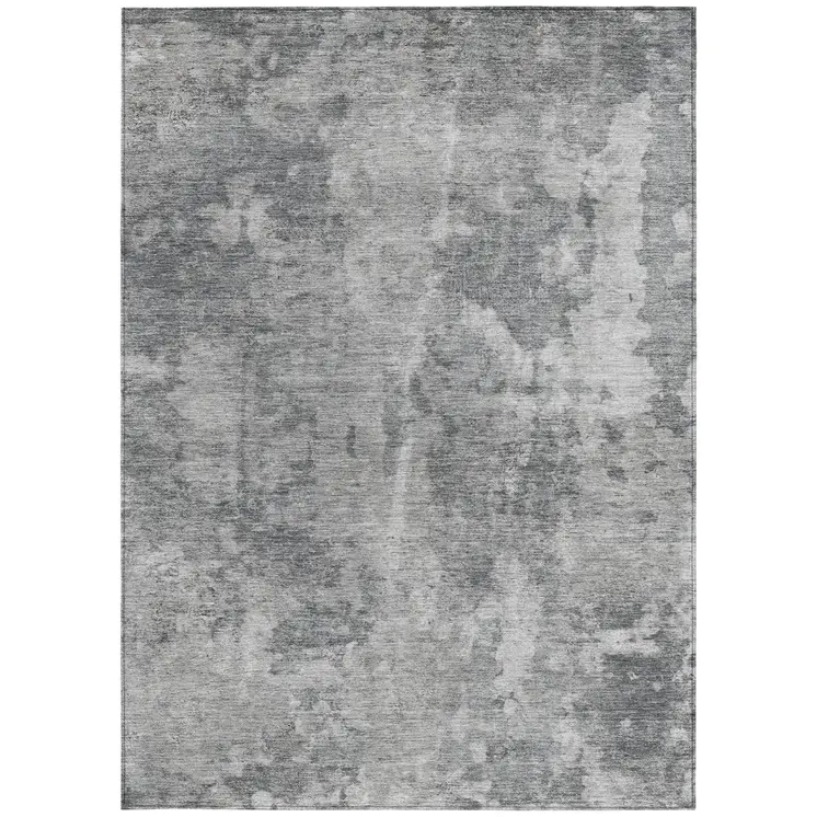 8' X 10' Gray Abstract Washable Non Skid Indoor Outdoor Area Rug
