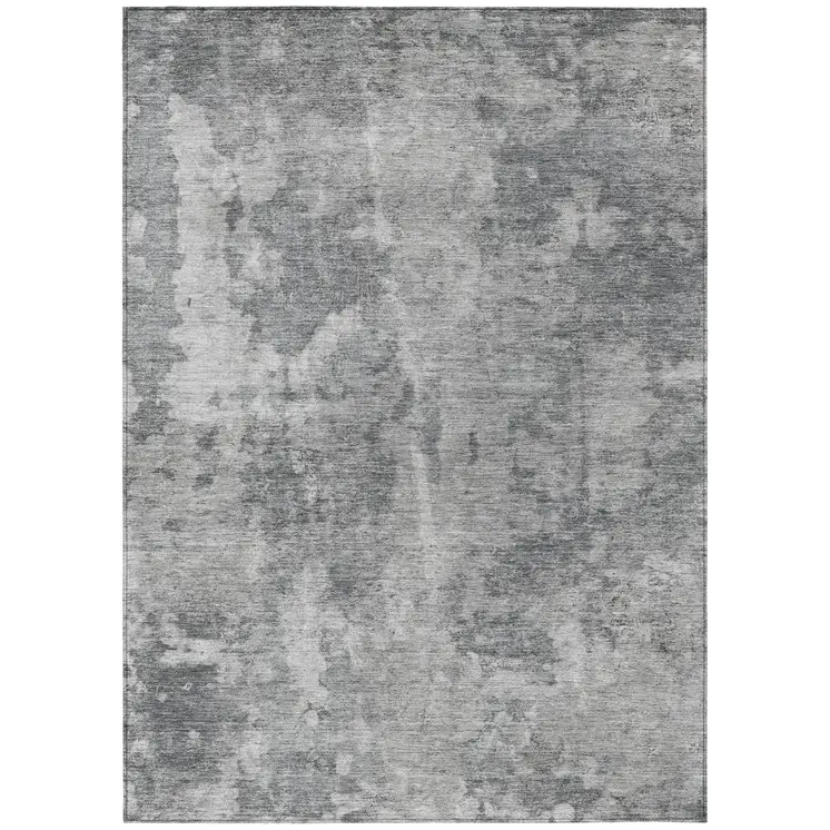 10' X 14' Gray Abstract Washable Non Skid Indoor Outdoor Area Rug