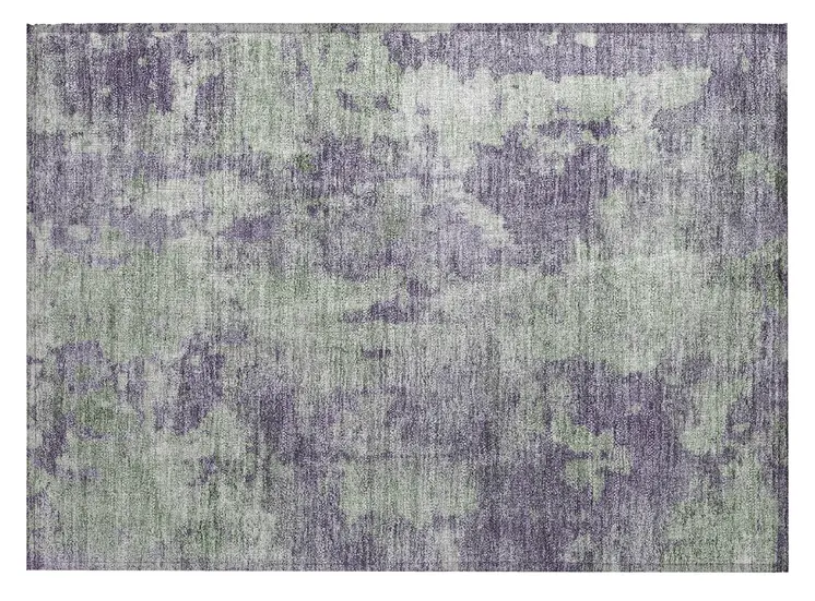 2' X 3' Purple and Green Abstract Washable Non Skid Indoor Outdoor Area Rug