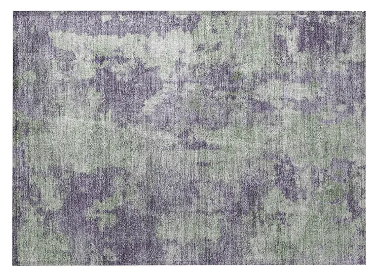 2' X 3' Purple and Green Abstract Washable Non Skid Indoor Outdoor Area Rug