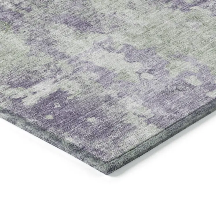 3' X 5' Purple and Green Abstract Washable Non Skid Indoor Outdoor Area Rug