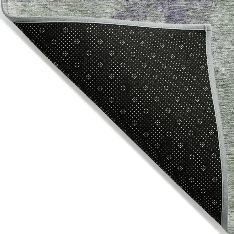 8' X 10' Purple And Green Abstract Washable Indoor Outdoor Area Rug