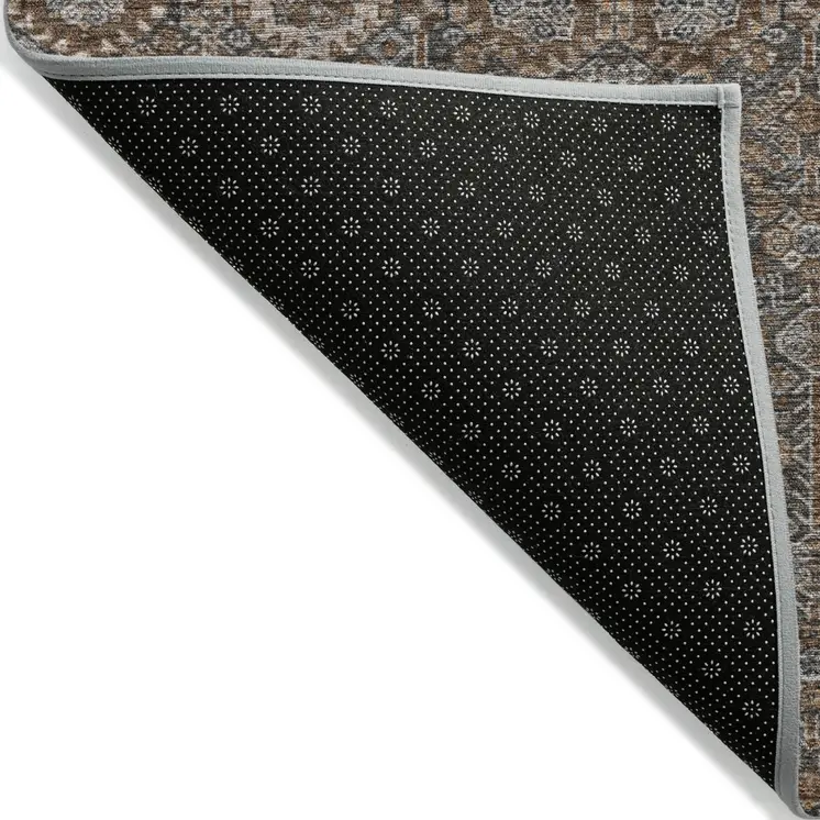 8' X 10' Chocolate Floral Washable Non Skid Indoor Outdoor Area Rug