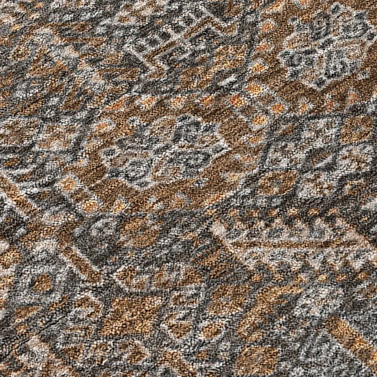 8' X 10' Chocolate Floral Washable Non Skid Indoor Outdoor Area Rug