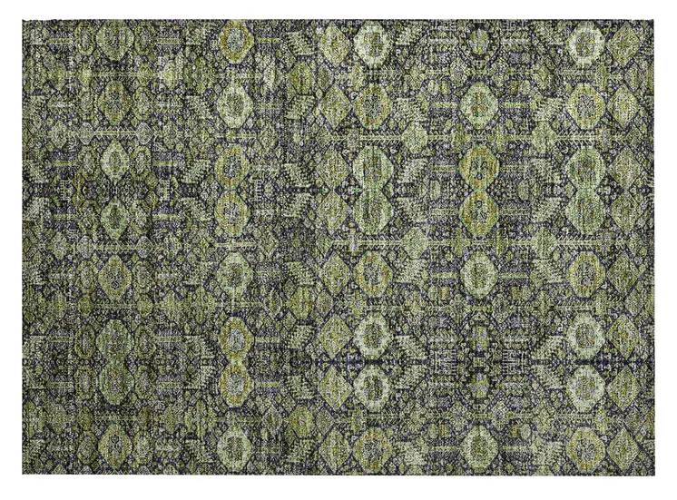2' X 3' Blue and Green Floral Washable Non Skid Indoor Outdoor Area Rug