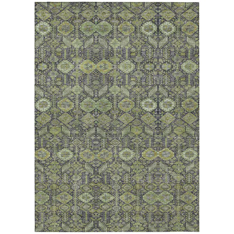 3' X 5' Blue and Green Floral Washable Non Skid Indoor Outdoor Area Rug