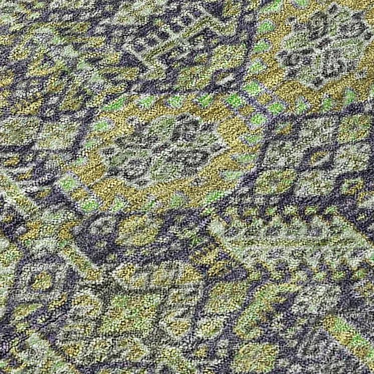 3' X 5' Blue and Green Floral Washable Non Skid Indoor Outdoor Area Rug