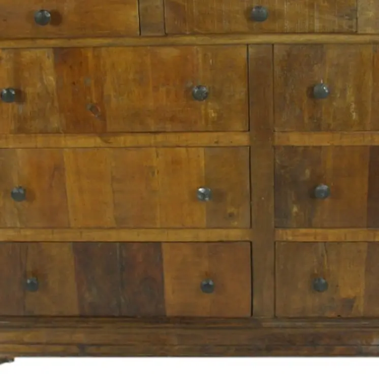 60" Brown Reclaimed Wood Nine Drawer Double Dresser
