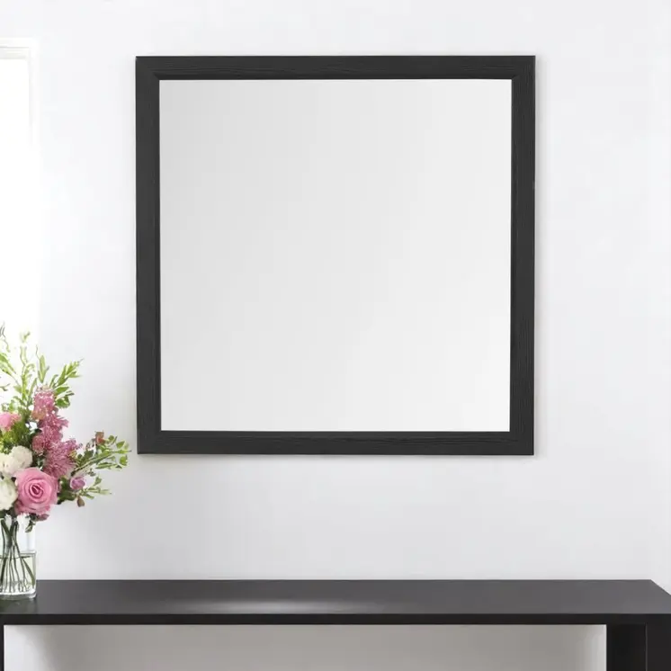 40" Gray Square Wood Framed Accent Mirror
