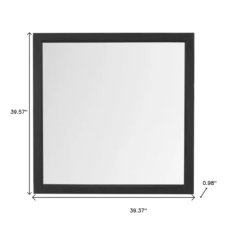 40" Gray Square Wood Framed Accent Mirror
