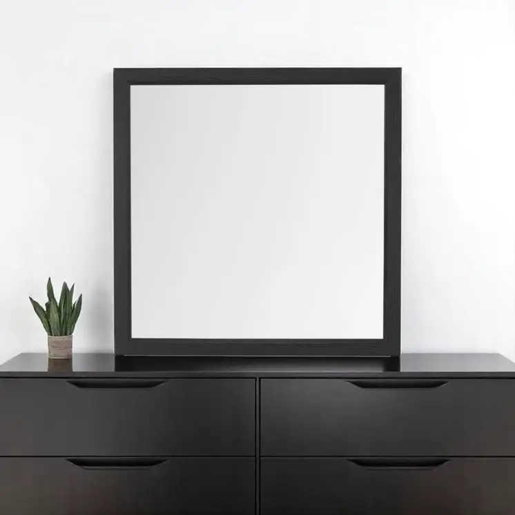 40" Gray Square Wood Framed Accent Mirror
