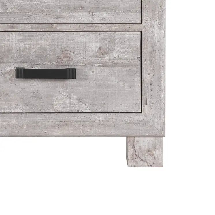 24" Gray Two Drawer Distressed Wood Nightstand