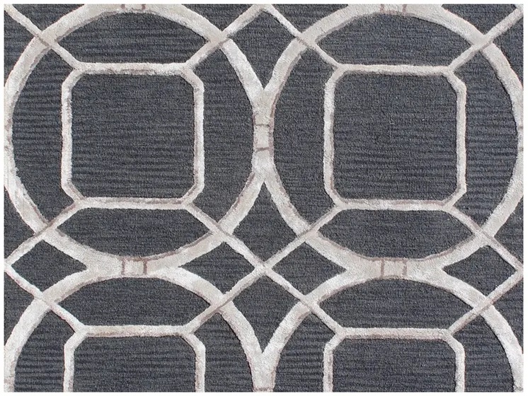5' X 8' Charcoal and Ivory Abstract Geometric Hand Tufted Area Rug