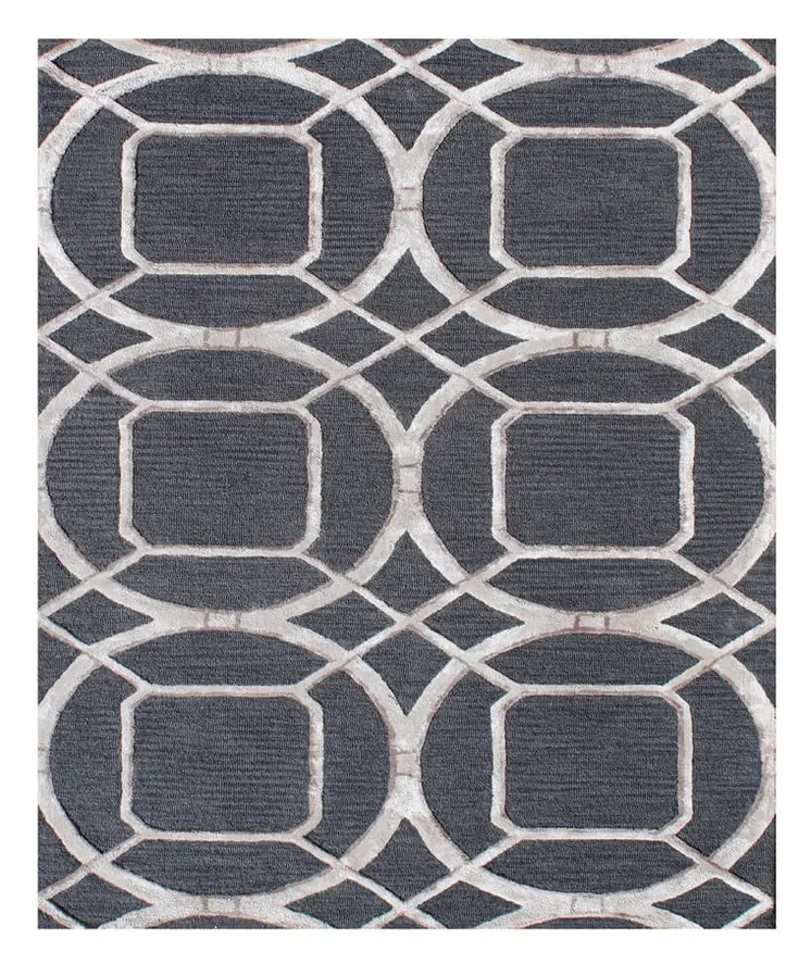 5' X 8' Charcoal and Ivory Abstract Geometric Hand Tufted Area Rug