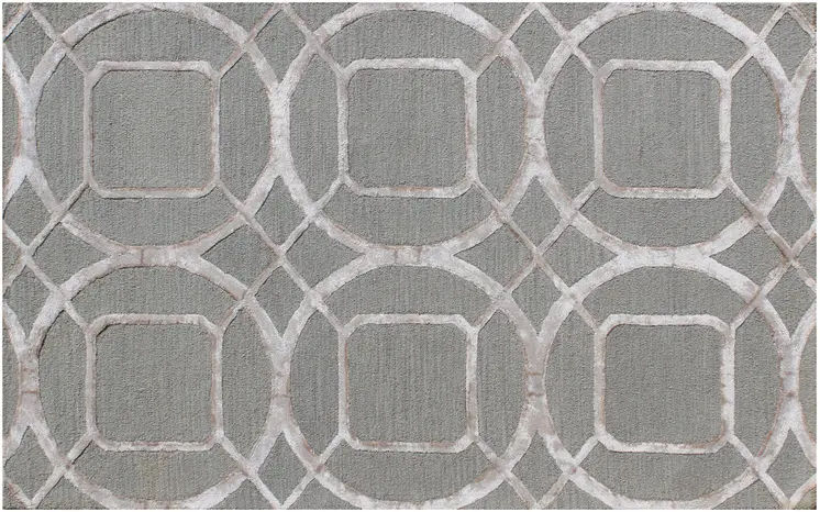5' X 8' Gray and Light Gray Abstract Geometric Hand Tufted Area Rug