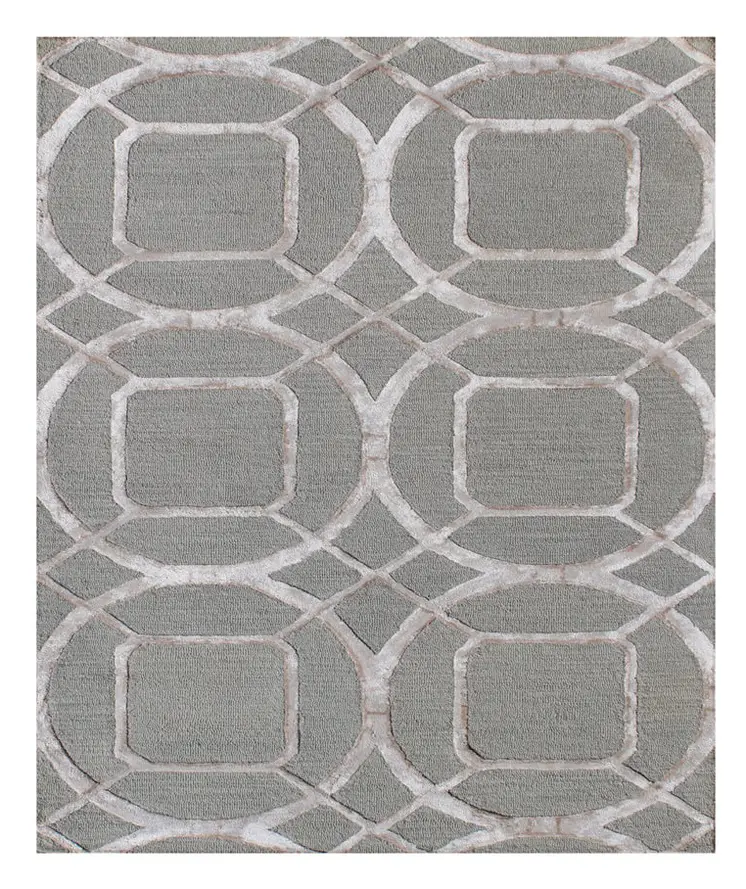 5' X 8' Gray and Light Gray Abstract Geometric Hand Tufted Area Rug