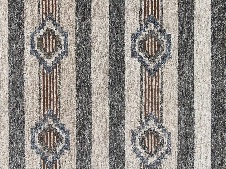 5' X 8' Beige Abstract Geometric Hand Tufted Non Skid Area Rug