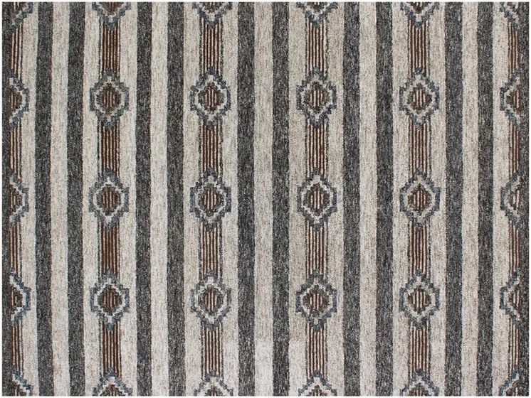 5' X 8' Beige Abstract Geometric Hand Tufted Non Skid Area Rug
