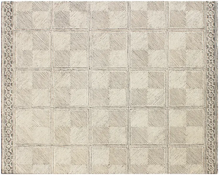 5' X 8' Moss Green Wool Abstract Geometric Hand Tufted Non Skid Area Rug