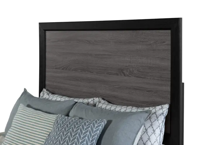Gray and Black Wood King Bed Frame