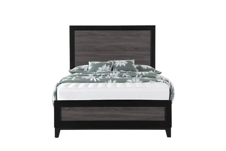 Black And Gray Inlaid Panels Queen Bed Frame