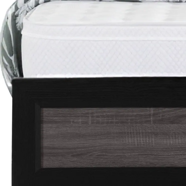 Black And Gray Inlaid Panels Queen Bed Frame