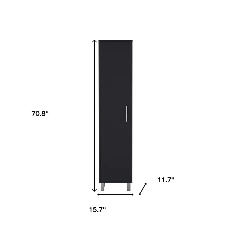 71" Black Wood Pantry Or Storage Cabinet