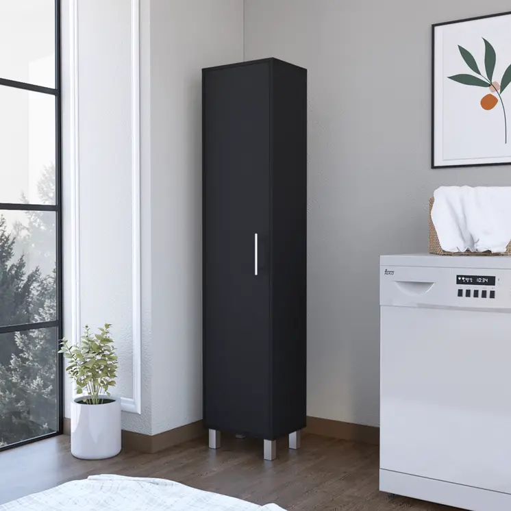 71" Black Wood Pantry Or Storage Cabinet