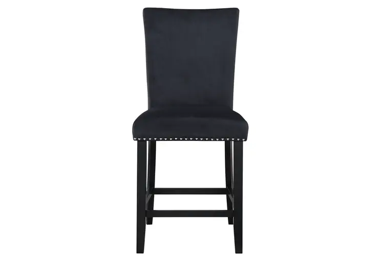 25" Black Wood and Velvet Counter Height Bar Chair