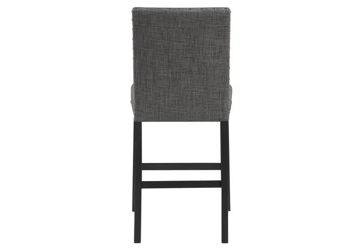 26" Gray and Black Wood and Fabric Counter Height Bar Chair