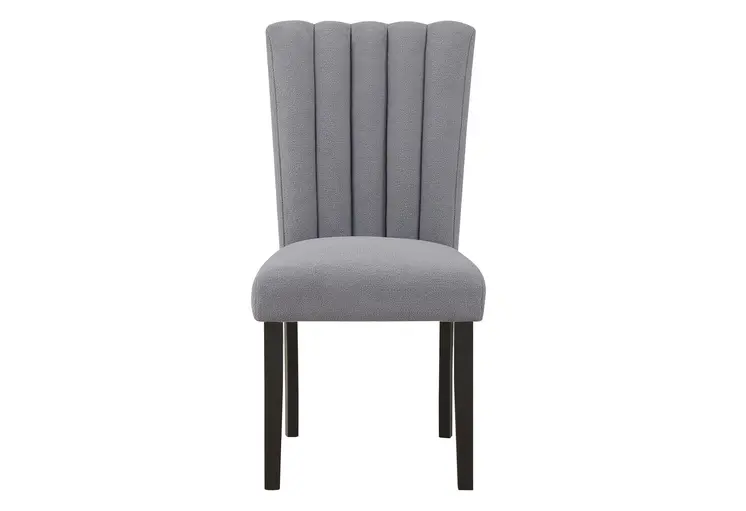 Set of Two 26" Gray and Black Wood and Fabric Counter Height Bar Chairs