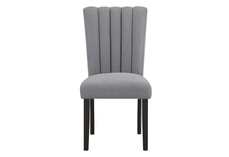 Set of Two 26" Gray and Black Wood and Fabric Counter Height Bar Chairs