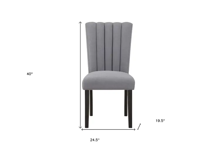 Set of Two 26" Gray and Black Wood and Fabric Counter Height Bar Chairs