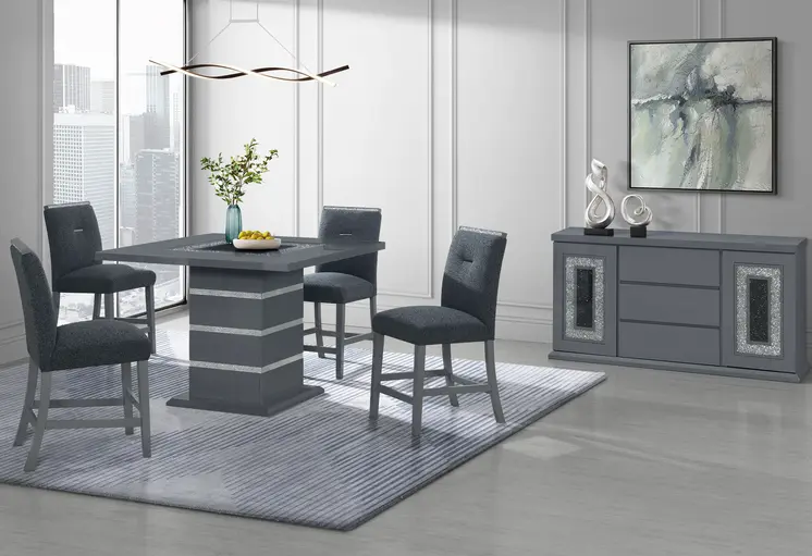 25" Dark Gray Wood and Suede Counter Height Bar Chair