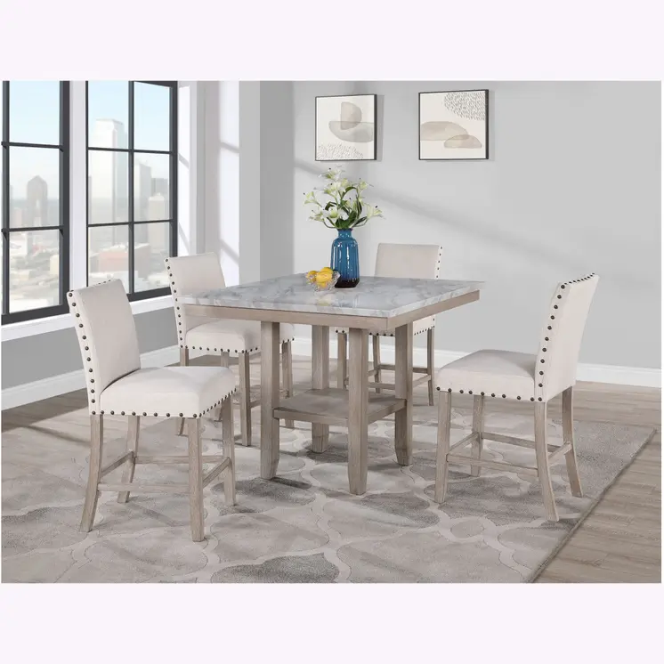 26" White and Natural Wood and Fabric Counter Height Bar Chair